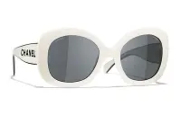 在飛比找Yahoo!奇摩拍賣優惠-CHANEL 香奈兒 方形方框太陽眼鏡墨鏡 白色 歐版