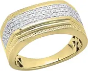 [Dazzlingrock Collection] 0.20 Carat (ctw) Round White Diamond Mens Anniversary Wedding Band 1/5 CT, Yellow Gold Plated Sterling Silver