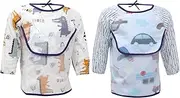 Kisangel Cartoon Long Sleeve Bibs Feeding Smock Adorable Design for Easy Cleanup Lightweight Quick Drying for Years Old