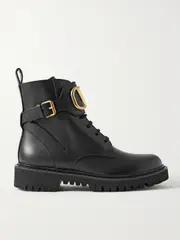 [Valentino Garavani] Valentino Garavani - Go Logo Embellished Leather Ankle Boots - Black - IT38.5 IT 38.5 Black