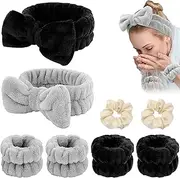ZANZER 8 Pcs Makeup Spa Headband,Face Wash Facial Headband and Wristband Set,Wrist Wash Bands, Skincare Headbands with Wristband Set, Hair Headband Face Wash Wristbands for Washing Face