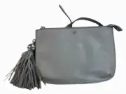 TORY BURCH NWT! TASSEL LEATHER GRAY CROSSBOD BAG