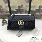 全球購 GUCCI 古馳 GG MARMONT 黑色/奶茶色 金扣 鏈條包 斜背包 肩背包 443497