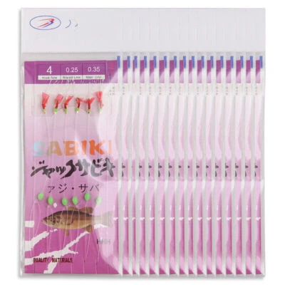 10 Pack Sabiki Luminous Bionic Bait Rigs 6 Hooks Bass Fishing Lure Size 4#-20#