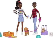 Barbie It Takes Two Playset with Jackson & Jayla Twins Dolls & 13 Storytelling Pieces Including 3 Pet Puppies & Accessories, Toy for 3 Year Olds & Up, Mutlicolour (HDF76)
