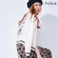 在飛比找momo購物網優惠-【Le Polka】黑白電繡棒球式針織外套-女