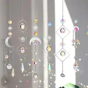 Pack of 6 Crystal Pendant Decoration, Sun Catcher Crystal Wind Chime, Rainbow Suncatcher Crystal, Crystals Ornament Crystal Balls for Windows, Home, Garden, Party, Wedding (Silver)
