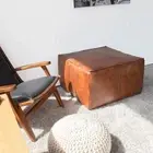 Leather Footrest Moroccan Aamazing Pouffe Leather Footstool Ottoman Genuine 30''