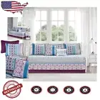 Chic Floral Geometric Daybed Set with Decorative Pillow - Boho Style Bedding