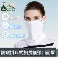 在飛比找Yahoo奇摩購物中心優惠-GoPeaks 雙倍防曬抗UV涼感掛耳式加長護頸口面罩 茶白