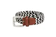 Jeff Banks Men's Slim-line Woven Casual Belt w Embossed Logo Navy White Size 36
