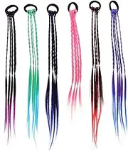 DRESSOOS Girls Hair Pieces 12pcs Long Braided Ponytail Extensions Synthetic Hair Pieces Braided Wig Headband No Shedding Fashionable Comfortable