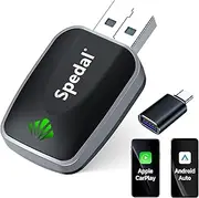 Spedal Wireless CarPlay & Android Auto Adapter, Plug & Play Dongle for iPhone/Android iOS 10+/Android 11+, USB-A/C Support (2016+ Cars with Factory Wired Carplay/Android Auto)