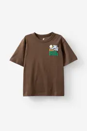 [Cotton On Kids] Cotton On Kids - Jonny Short Sleeve Graphic Print Tee - Hot choccy/sun moon stars 9-10 HOT CHOCCY/SUN MOON STARS