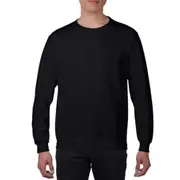 Unisex Plain Pullover Fleece Adult Crew Neck Sweater Mens Long Sleeve Black S