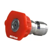 100 Pack Erie Tools Pressure Washer 1/4" Quick Connect 0 Degree 4.0 Nozzles