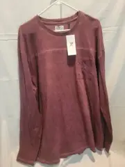 Marc Ecko Shirt Mens 2XL Red Maroon Cut and Sew Long Sleeve Pocket NWT