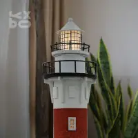 在飛比找樂天市場購物網優惠-家飾擺件 創意美式復古發光燈塔立體模型擺件水泥質感木制海洋兒