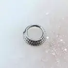 Silver Titanium Layered Thick Textured Clicker for Septum or Daith. 16G. 8mm.