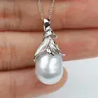 Big 12.5×15mm Baroque White Australian South Sea Pearl Pendant Sterling Silver