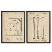 [Namly Design] Patent Drawing Poster - Baseball Bat and Game / Set of 2