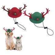 2pcs Pet Christmas Hats Elk Reindeer Antler Headband with Ears Pet Costume Accessories for Dogs and Cats-Green and Red