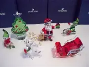 SWAROVSKI SANTA CLAUS SLEIGH REINDEER ELFS & CHRISTMAS TREE 6 PC SET