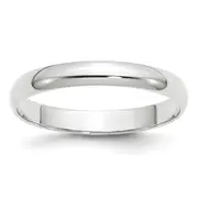 Solid 14K White Gold 3mm Light Weight Half Round Men's/Women's Wedding Band Ring Size 10