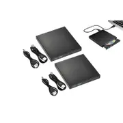 2PCS External CD RW Writer Player Protable USB 2.0 Drive for Laptop Notebook PC Desktop Computer-Black