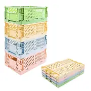 Catzon 4 Pcs Mini Storage Baskets Stacking Folding for Classroom Bedroom