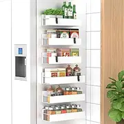 HuggieGems 6 Pack Magnetic Spice Storage Rack Organizer for Refrigerator and Oven, White Fridge Organizers and Storage