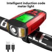 USB Black Bicycle Flashlight LED Speedometer/Horn Bike Front Light W/ LCD Screen