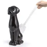 Black Labrador Ceramic Toilet Brush Holder with Plastic Brush Set