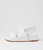 New Django & Juliette Gabisse White Leather Sandals Womens Shoes Casual