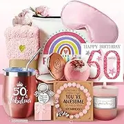 50th Birthday Gifts for Women, Her 50 Years Old Gift Ideas Happy Hamper Pamper Set Present Basket, Friends Sisters Wife Bestie Girlfriend Mum Born in 1975