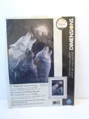 VTG Dimensions Counted Cross Stitch Kit "In Harmony" Howling Wolves Full Moon
