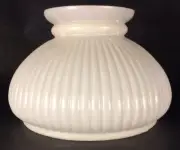 7" Cream Background Rib Glass Student Kerosene Oil Electric Table Lamp Shade 618