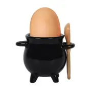 Cauldron Egg Cup with Broom Spoon