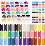 Swpeet 72Pcs 36 Colors Bobbins Sewing Threads Kit, Prewound Bobbins and Thread Spools per Polyester Sewing Thread Spools for Sewing Machine, Sewing Supplies for Hand, Travel, DIY and Home