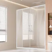 VEVOR Semi-framelessDouble SlidingShower Door SGCC Tempered Glass 1/4"Chrome