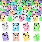 SYWHXY 20PCS Luminous Mini Resin Panda Cute Panda Figurines Miniature, Glow in the Dark Mini Panda Bamboo Bulk for Cake Topper Micro Landscape Dollhouse Garden DIY (Panda-7Colors)