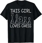 [X.Style] Cool Chess for Girls Kids King Queen Rook Knight Pawn Piece ds790 T-Shirt (S) Black