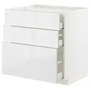 METOD / MAXIMERA base cab f hob/3 fronts/3 drawers, white/Ringhult white, 80x60x80 cm