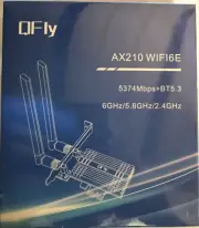 QFly PCIe WiFi 6E Card, AX210 Network Card Adapter 802.11ax 5400Mbps 6GHz NEW