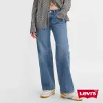 【LEVIS 官方旗艦】女款 低腰寬直筒牛仔長褲 / 精工中藍染水洗 人氣新品 A5566-0001