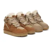 AUSTRALIAN SHEPHERD® UGG Boots Women Lace Up Ankle Platform Samir - Sand / AU Ladies 9 / AU Men 7 / EU 40