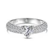 ANYCO Ring S925 Silver Set CZ 5A 0.75ct Heart Ring White Diamond Wedding Ring Couple Engagement Rings Jewelry Women