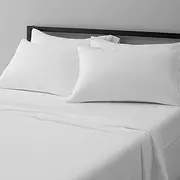 Amazon Basics Deluxe Microfiber Striped Sheet Set, Bright White, Full