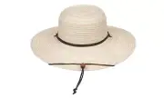 Tan Striped P314-C Pearl Accent Sun Hat UPF 50+ Protection Medium
