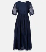 ['S Max Mara] 'S Max Mara Fatoso silk-blend organza midi dress UK 12 blue